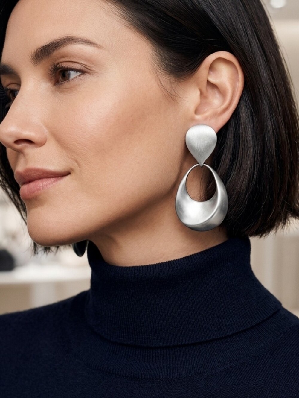 Silvertone Tear Drop Earrings